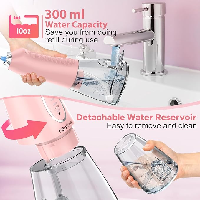 H2ofloss Cordless Water Flosser - IPX7 Waterproof Portable Oral Irrigator