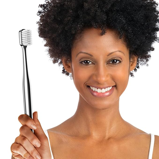 Z-VAPRESS Luxury Silver Manual Toothbrush Soft Bristles Better Gift Elegant Electroplated Design Perfect for Home, Hospitality or Travel Toothbrushes for Sensitive Teeth
