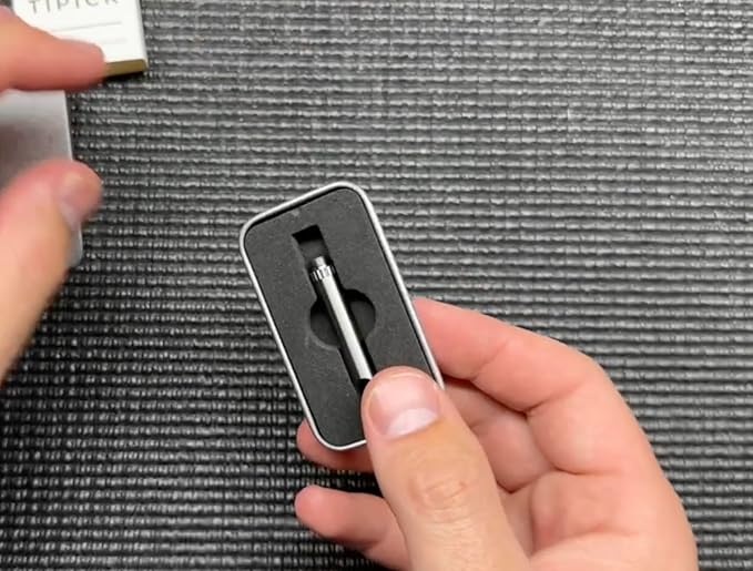 DAILYCARRYCO. TiPick Titanium Toothpick Holder - Portable Metal Travel Toothpick - Reusable EDC Micro Toothpick - Compact & Convenient, On-the-Go - Polished Titanium Construction