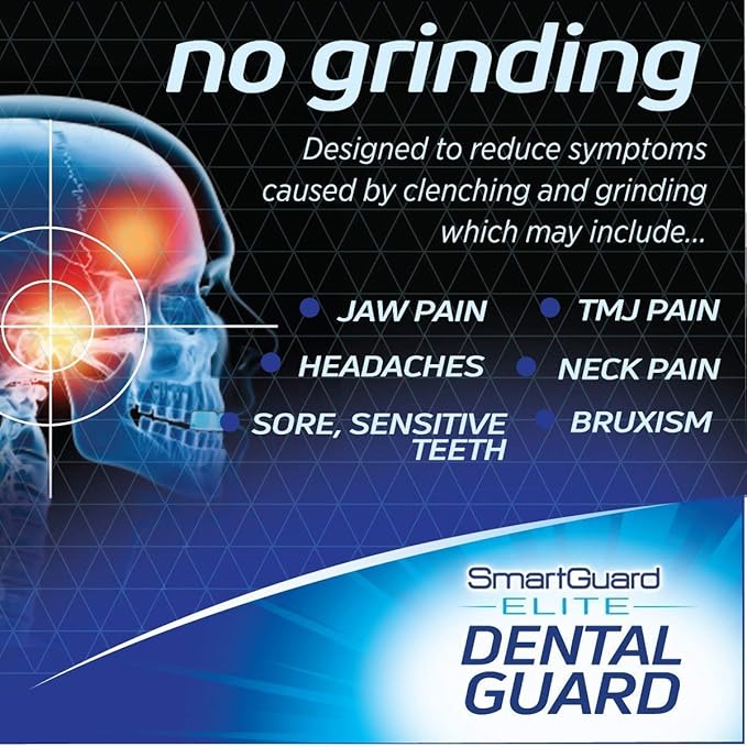 SMARTGUARD Elite (2 Guards 1 Travel case) Front Tooth Custom Anti Teeth Grinding Night Guard for Clenching - Dentist Designed - Bruxing Splint Mouth Protector for Relief of Symptoms