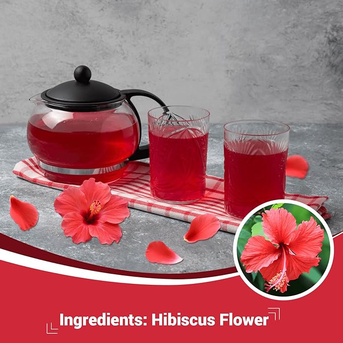 Hibiscus Tea Bags, Hibiscus Flower Herbal Tea - Rich in Vitamin C, Caffeine Free,Sugar Free, 60 Teabags