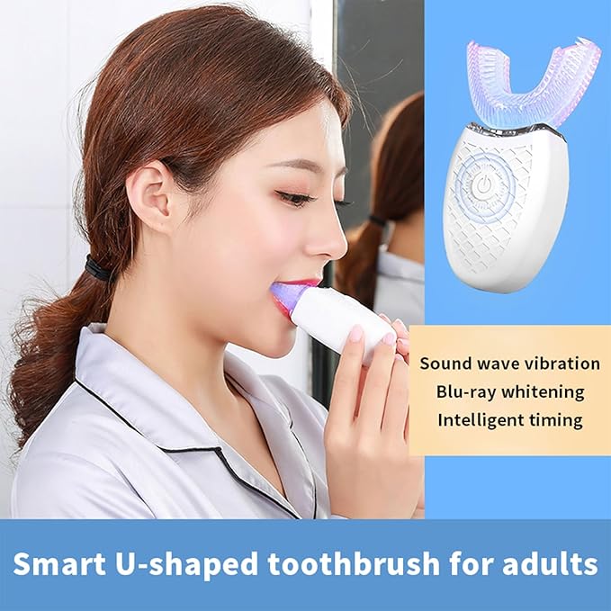 Scandinavian Smiles Electric Toothbrush, 3 Modes, 360° U-Shape Design, IPX7 Waterproof for Men and Women (White)