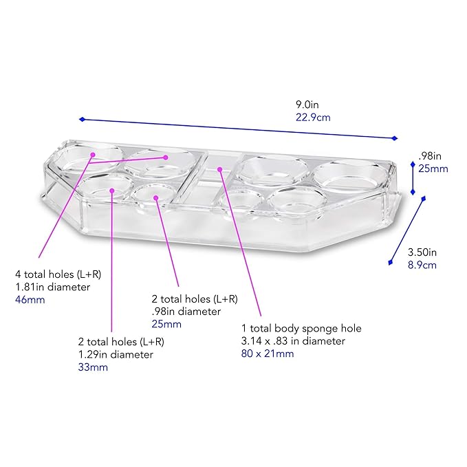 byAlegory Acrylic Makeup Beauty Blending Sponge Organizer Drying Tray Stand | 9 Space Storage Container Fits All Brands of Foundation Blending Sponges - Clear