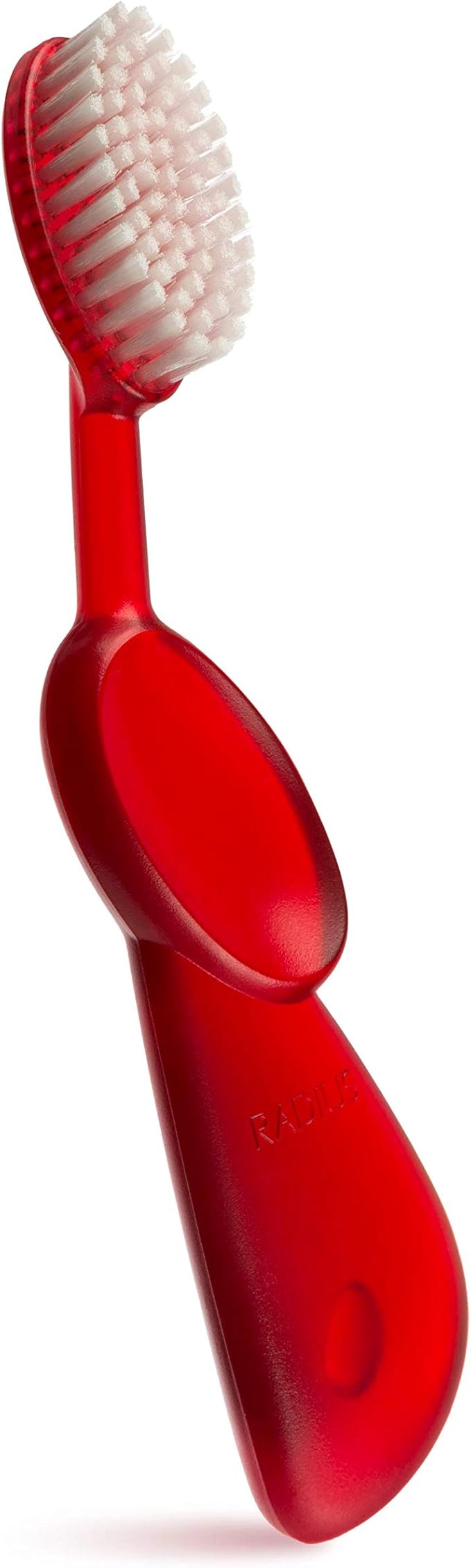 RADIUS Toothbrush Original Big Brush, BPA Free and ADA Accepted, Right Hand, Red Brush and Black Case