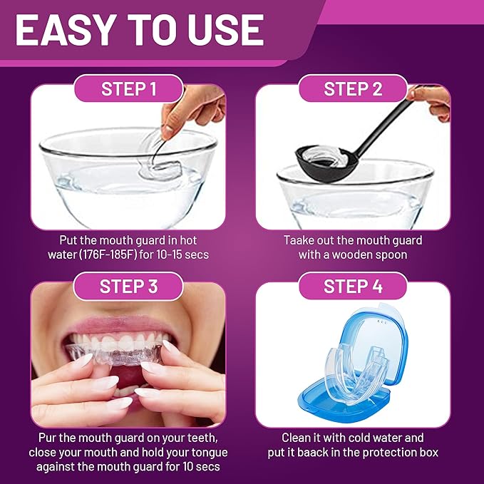 Comfortable Mouth Guard for Nighttime Use – Custom Fit Nighttime Oral Device – Multi-Use Teeth Protector for Comfort & Support – Men and Women - 8 Guards & 2 Sizes