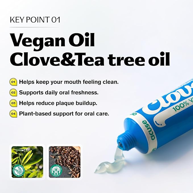 Vegan Fluoride Toothpaste – Herbal Gum Care with Clove & Tea Tree, Anti-Plaque & Tartar Control, Bad Breath Treatment, Gentle for Sensitive Teeth, SLS-Free, Lemon Mint, 3.52oz / 100g
