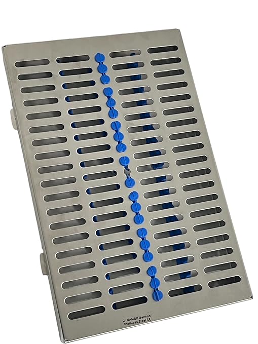 ArtLab-Dental Instrument Sterilization Cassette Rack Box (for 20 Pieces) for Dental Instruments Organizer and Dental Hygiene Sterilization Cassettes Rack Box (20 Slot-Blue)