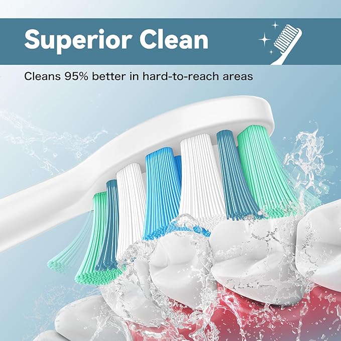 Toothbrush Heads for Philips Sonicare Replacement Brush Heads with Protective Cover Soft Dupont Bristles Electric Toothbrush Replacement Heads for Oral Health, 16 Pack