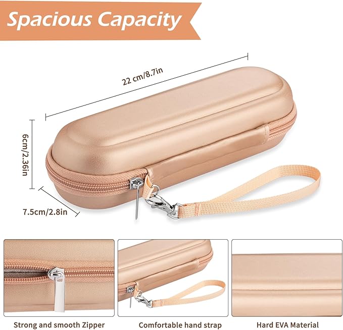 Toothbrush Travel Case for Oral B/Oral-B Pro 1000 1500 5000 7000 & Philips Sonicare 4100 1100 5300 5100 6100/iO Electric Toothbrush, Hard Protective Storage Bag (Gold case with toothbrush cap)