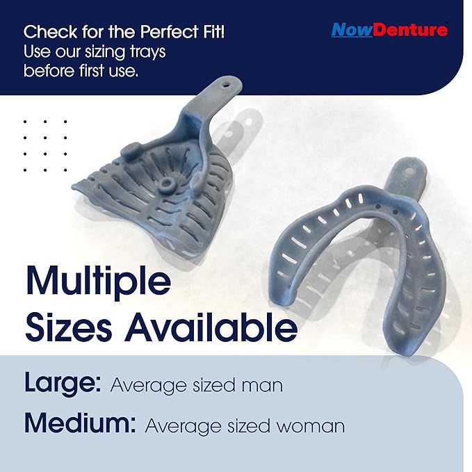 Heat and Fit™ NowDenture™ - Premium Immediate Lower Dentures - USA Made, Real Teeth, Custom Fit - No Impressions Needed for Fast Results at Home - Complete Kit with Sizing Trays - Large
