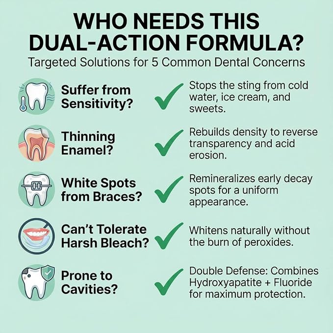 Fluoride Toothpaste with 5% Hydroxyapatite for Sensitive Teeth, Cavity Reversal, Enamel Remineralization, Gum Repair, Travel Size, SLS Free, Mint Flavor, 1 x 3.52oz