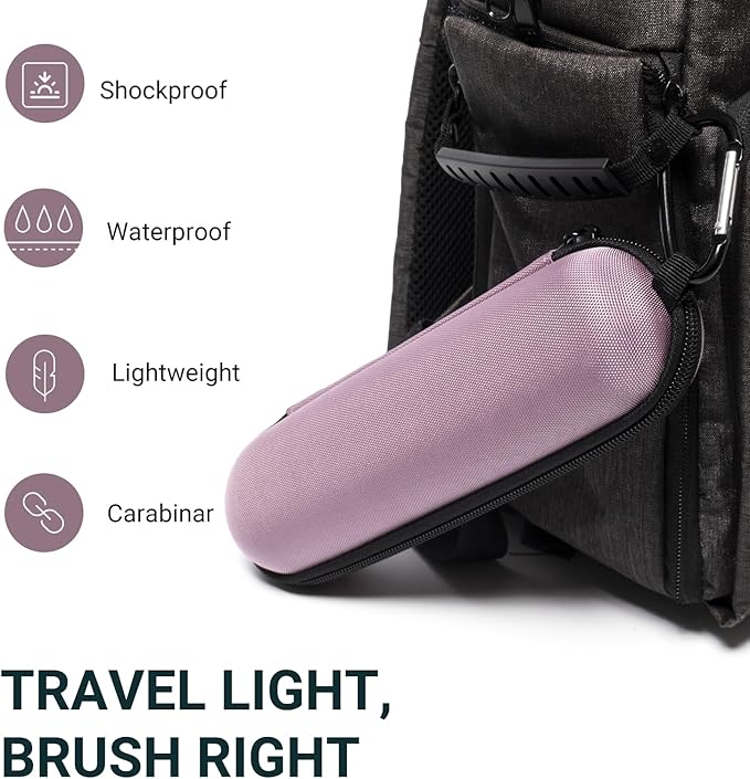 Nincha Compact Electric Toothbrush Travel Case, EVA Protective Storage Bag for Philips Sonicare/Oral-B, Waterproof Portable Carrying Case with Mesh Pocket & Elastic Bands (Smoky Pink)