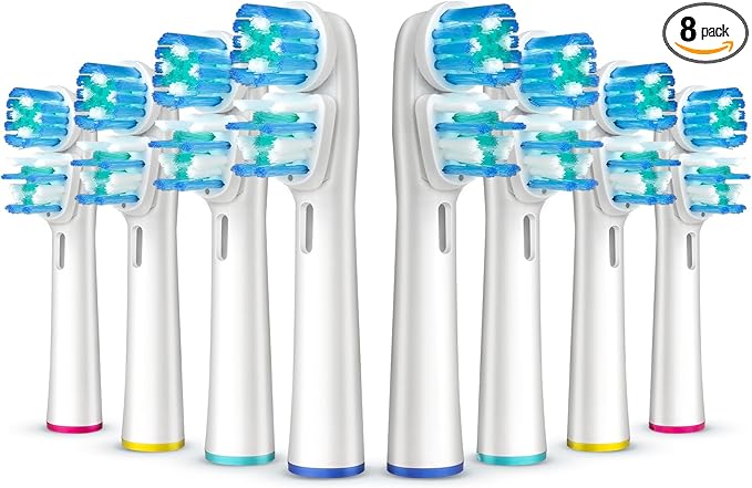 8 Pcs Double Heads Replacement Toothbrush Heads Compatible with Oral B Braun,Electric Toothbrush Heads Refill for Pro 500/1000/1500/3000/7000/8000/9600