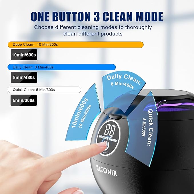 Ultrasonic Retainer Cleaner Machine 45kHz Dental Retainer Cleaner with 3 Modes and Digital Timer Mouth Guard for Denture Clean, Night Guard, Aligner, Braces, Toothbrush, Jewelry Black