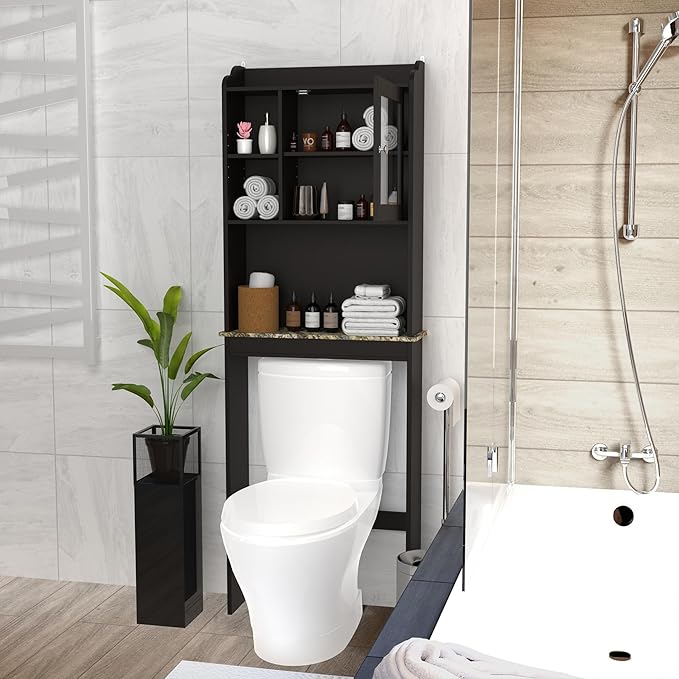 Over The Toilet Storage Cabinet with 3-Tier Shelves,Space-Saving Bathroom Organizer Rack Freestanding Shelf Unit for Bathroom (2)