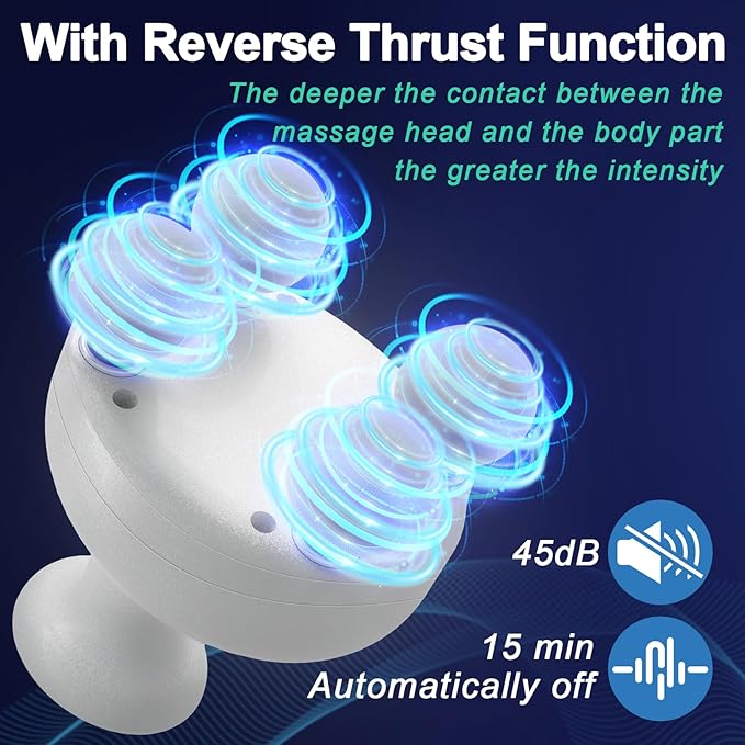 DEITY 4 Heads Handheld Massage Gun Deep Tissue, Electric Body Massager, Percussion Muscle Massager for Easing Shoulder and Back Tension, with Reverse Thrust Function, Gift for Families Friends