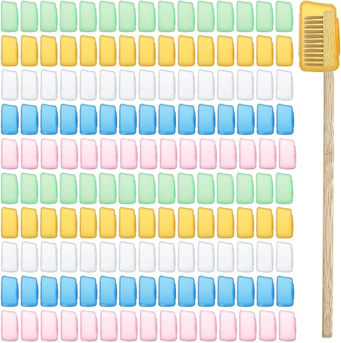 STARVAST 200 PCS Travel Toothbrush Head Covers, Portable Toothbrush Pod Caps Case Protector for Home and Outdoor