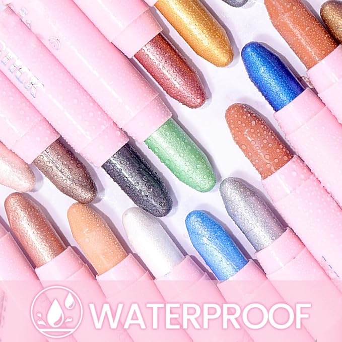 2-in-1 Cream Eyeshadow & Highlighter Stick, Waterproof Cocoa Shimmer Eye Shadow Pencil for Women, Long-Lasting Pigmented Makeup, sombras para ojos 17