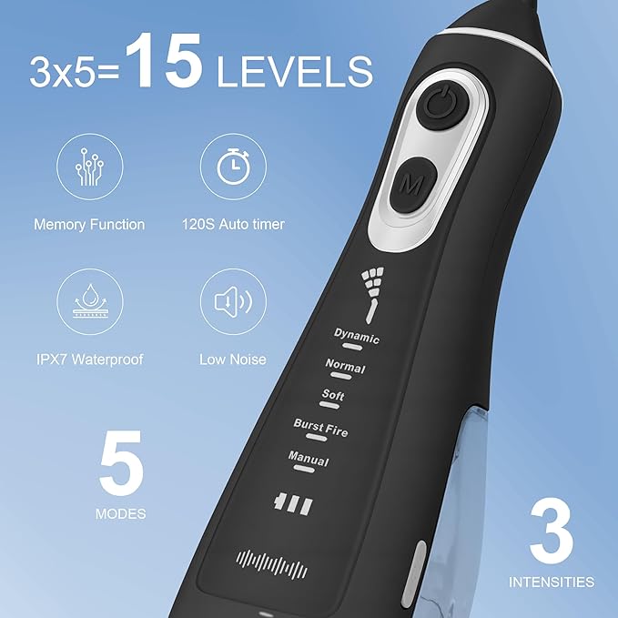 Electric Water Flosser Water Flosser Portable Dental Flosser Oral Cleaning (L15 Black)