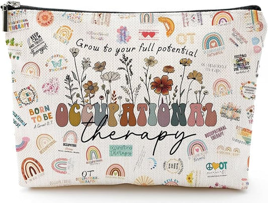Occupational Therapy Gifts,Therapist Occupational Therapy Makeup Bag Zipper Pouch Travel Toiletry,Therapist Gifts,Ot Gifts,Gifts For Occupational Therapy, white
