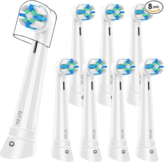 8PCS iO Replacement Heads Compatible with Oral B IO 2/3/4/5/6/7/8/9/10 Series Electric Toothbrush,Compatible with Oral B io Series Toothbrush Heads with Medium Bristles,White
