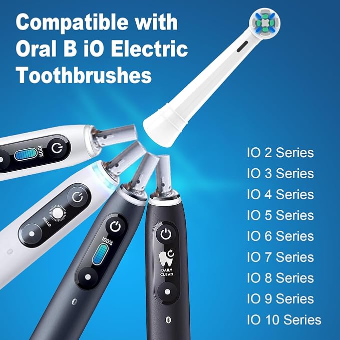 iO Replacement Heads Compatible with Oral B iO, for Oral B iO 2/3/4/5/6/7/8/9/10 Series Electric Toothbrushes, Medium Softness for Protect Teeth and Gums, 10 White