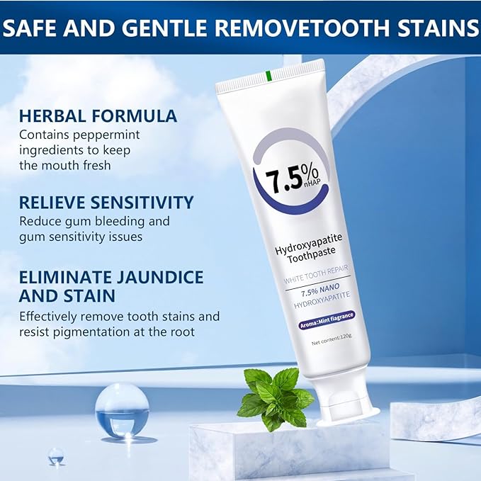 Hydroxyapatite Toothpastes for Enamel Protection and Tooth Strengthening, Fluoride-Free | Gentle | Mint | Fresh Breath, 4.23 oz (1)