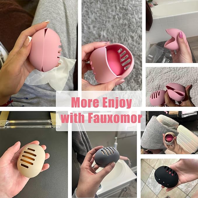 Makeup Sponge Holder,Double-sided 5-line Vented Silicone Beauty Blender Holder for Travel,Shatterproof Make Up Sponge Travel Case for All Sponges Sanitary Reuse Easy to Carry,Pink
