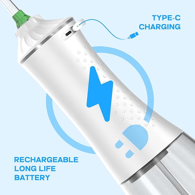 Water Dental Flosser Cordless, Portable Oral Irrigator with 5 Modes, 300ML Tank, Rechargeable, IPX7 Waterproof, Travel & Home Teeth Cleaner for Braces and Gums