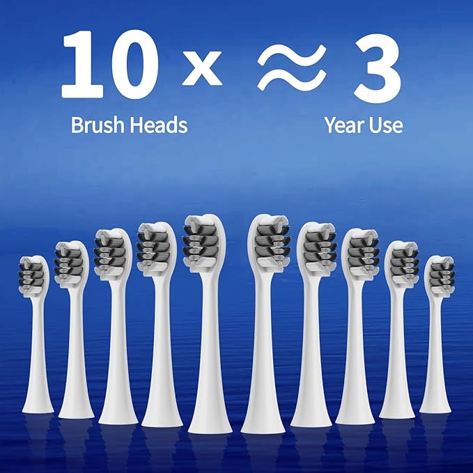 Lumivoid Sonic Electric Toothbrush for Adults & Kids - 10 Brush Heads, 30-Day Battery, 5 Modes, 2-Min Timer, IPX8 Waterproof, Rechargeable & Travel-Friendly (Blue)