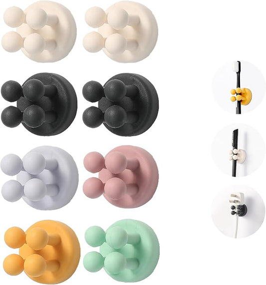 8pcs Silicone Toothbrush Holder, Waterproof Multi-Functional self-Adhesive Hook, for Hanging Keys and Towels, Suitable for Kitchen, Bathroom and Office