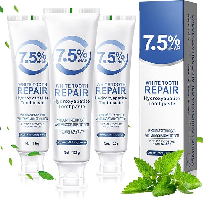 Hydroxyapatite Toothpastes for Enamel Protection and Tooth Strengthening, Gentle Mint, Safe for Sensitive Teeth, Daily Oral Care for Fresh Breath & Oral Health (3)