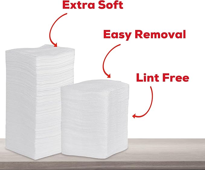 HEALQU 1000 Gauze Pads 2x2 - Soft Non-Woven 4-Ply for Tooth Extractions and Dental Procedures - Non-Sterile Square Sponges for First Aid, Surgical, & Wound Dressing (5 Packs of 200)