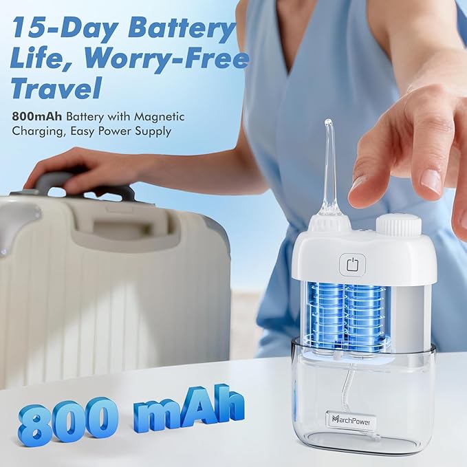 Portable Water Flosser for Travel, Mini Water Flosser with 3 Cleaning Modes, Foldable Water Tank, Long Battery Life & IPX7 Waterproof, Ideal for Orthodontic Patients and Braces Wearers