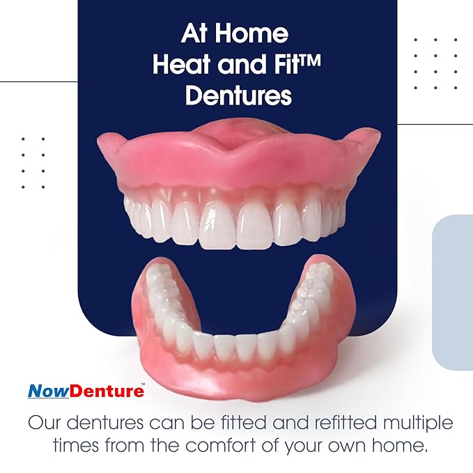 Heat and Fit® NowDenture® – Immediate Dentures by Mail – Ready to Use in Minutes! Multiple sizes, upper and lower available. (Upper & Lower Medium (Usually Women))