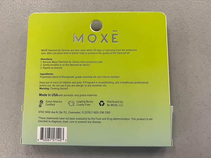 MOXE Natural Mojito Air Inhaler | Non Electric Long-Lasting Flavored Air Refreshing Support | Oral Fixation Peppermint, Lime, Bergamot & Menthol Essential Oils, Craving Relief