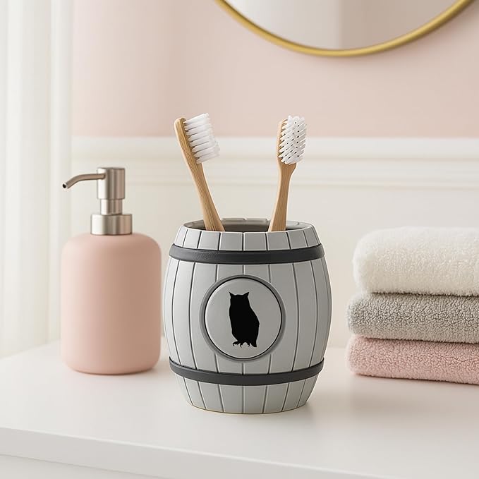 Toothbrush Holder for Bathroom – Hygienic Quick-Drying Barrel Organizer for Toothbrushes & Toothpaste, Food-Grade Plastic, Modern Countertop Storage