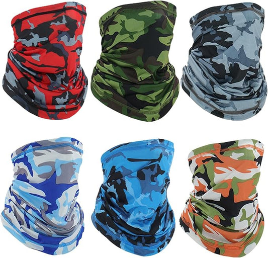 6 Pack Neck Gaiter, UV Protection Cooling Breathable Face Mask, Hiking Scarf for Men Women