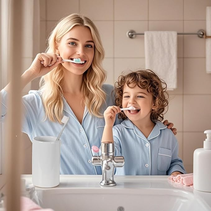 White Ceramic Toothbrush Holders, Bathroom Tumbler Cups,Toothbrush Cup, Bathroom Counter Organizer(300ml)