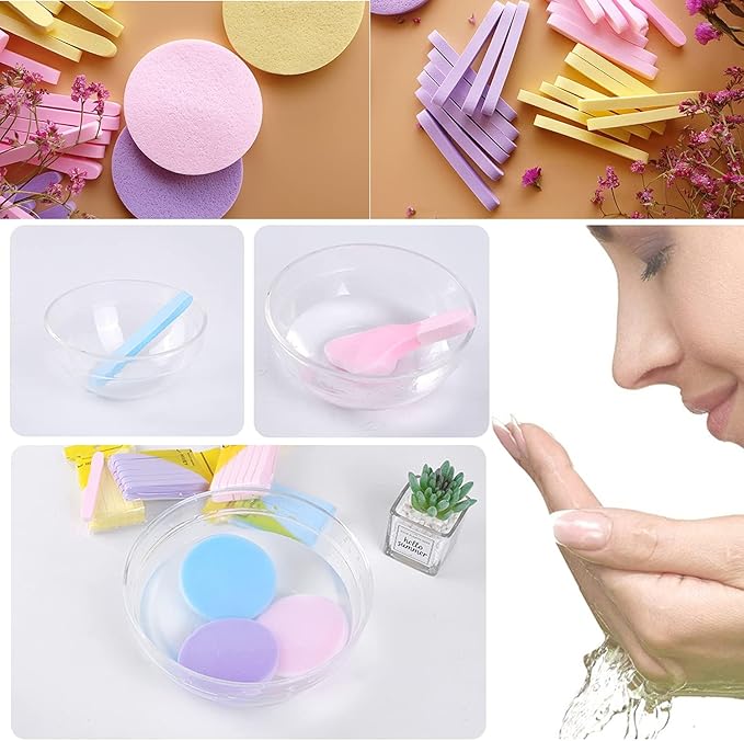 Haploon 144 Pcs Compressed Facial Sponge, Facial Compressed Facial Sponges Face Cleansing Sponge Pad Exfoliating Wash Makeup Removal for Women, Makeup Removal Sponge