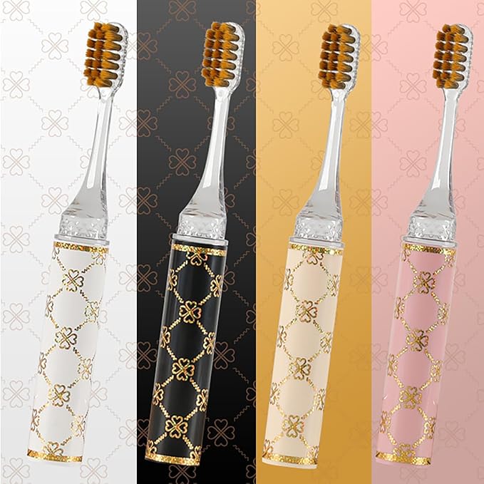 CMHX Foldable Travel Toothbrush Set,Compact Head,Mini Toothbrush with Toothbrush Case,Soft Bristled Travel Toothbrushes for Adults (Printed Handle 4PCS)