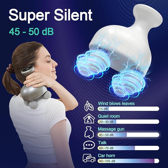 DEITY 4 Heads Handheld Massage Gun Deep Tissue, Electric Body Massager, Percussion Muscle Massager for Easing Shoulder and Back Tension, with Reverse Thrust Function, Gift for Families Friends