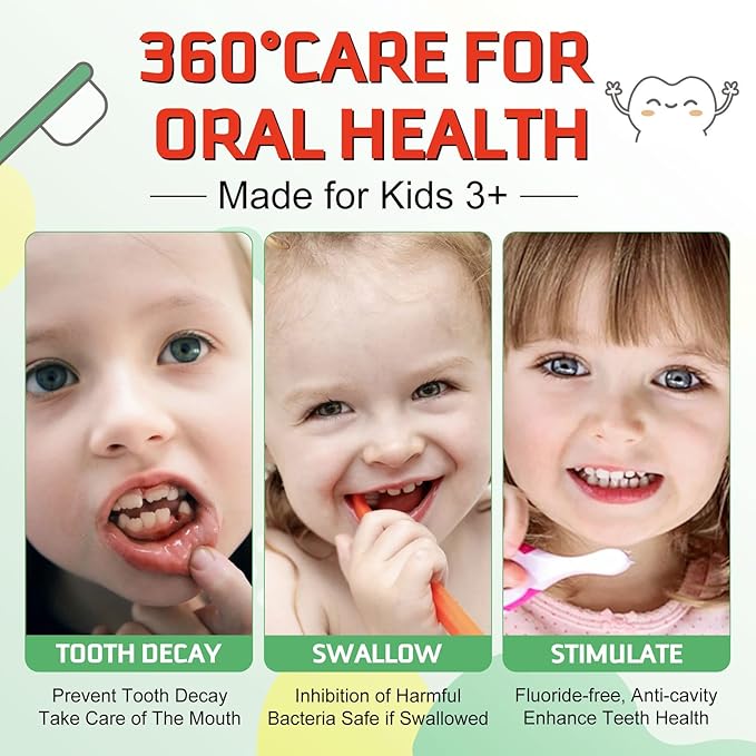 Foam Toothpaste Kids,Toddler Toothpaste with Low Fluoride & Natural Formula to Reduce Plaque, Kids Toothpaste for U Shaped Toothbrush for Children Ages 3 Plus (120 ML, Blueberry & Strawberry)
