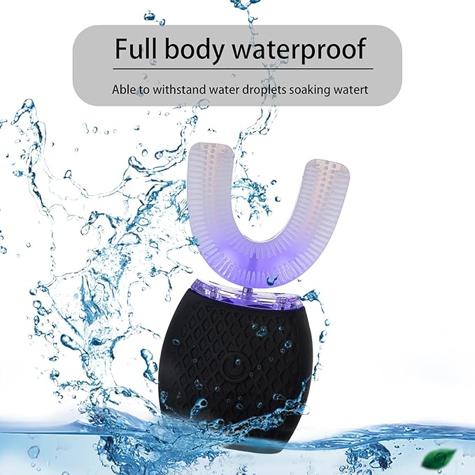 Automatic Toothbrush for Adult - Ultrasonic Electric Toothbrush with Soft Bristles Waterproof & Washable Rechargeable Portable Design with Wireless Charging 30'' Timer for Travel & Home Use (Black)