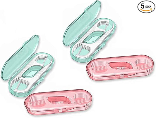 High Toughness Professional Toothpicks Sticks Dental Floss Picks 40 Picks Threader Flosser with 4 Storage Cases, flossing for Family,Hotel,Travel