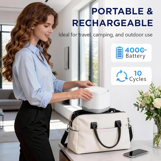 Ultrasonic Retainer Cleaner with 4 UVC Light, Jinyeda 45kHz Rechargeable Retainer Cleaner Machine 24W, 4000mAh Battery, 200ML Dental Cleaning Pod 3 Mode for Mouth Guard Aligners Denture