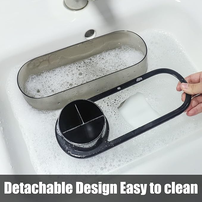 Black Toothbrush Holder for Bathroom,Detactable Bathroom Tray for Men,Electric Tooth Brushing Holder,Bathroom Countertop Organizer,Tooth Brush Toothpaste Caddy Storage,Vanity Sink Accessories