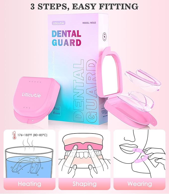 Large Mouth Guard for Grinding Teeth at Night, Night Guards for Teeth Grinding,Mouthguards for Grinding of Teeth, Sleep Guard with 2 x 5X Mirror Mouth Guard Case, Large (4 Pack)