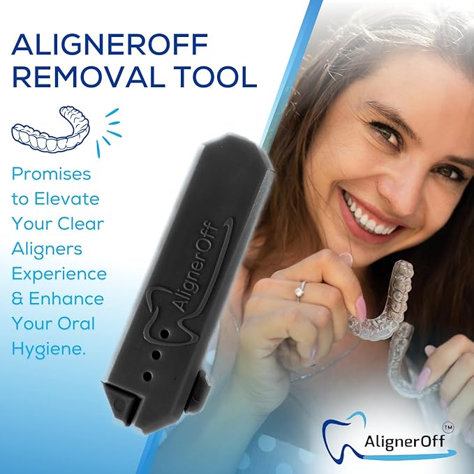 Clear Aligner & Retainer Remover Tool – Compact, Retractable Tool for Invisalign, Nightguards, Retainers & Veneers – Ergonomic Design for Easy Removal (NOIR) – Ideal for Gifting