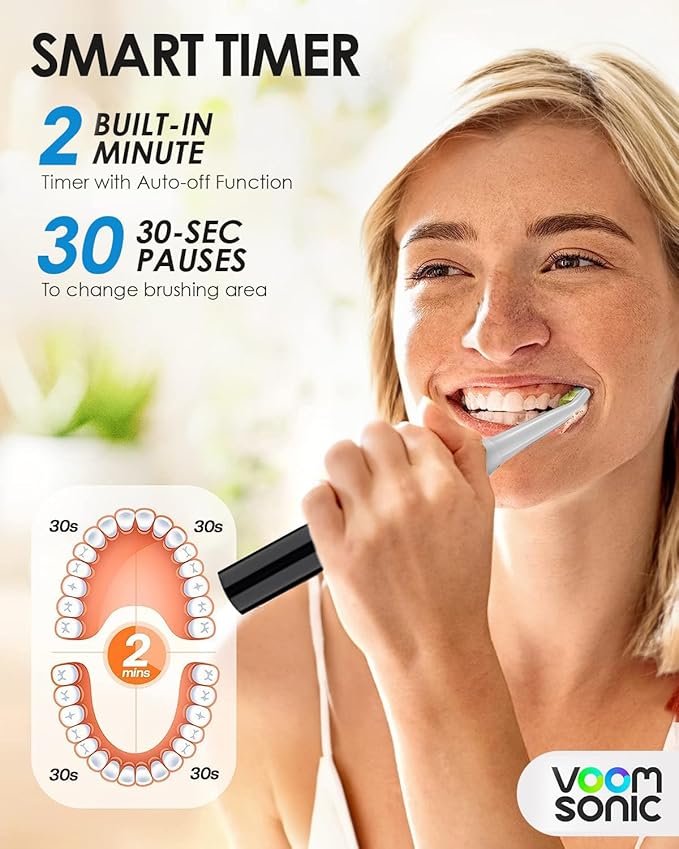 Voom Sonic 2-Pack Hers & His Go 1 Series Travel Electric Toothbrush (Black+Blue), Travel Toothbrushes - Battery Operated Toothbrush for Adults & Kids, Dentist Recommended Toothbrush,